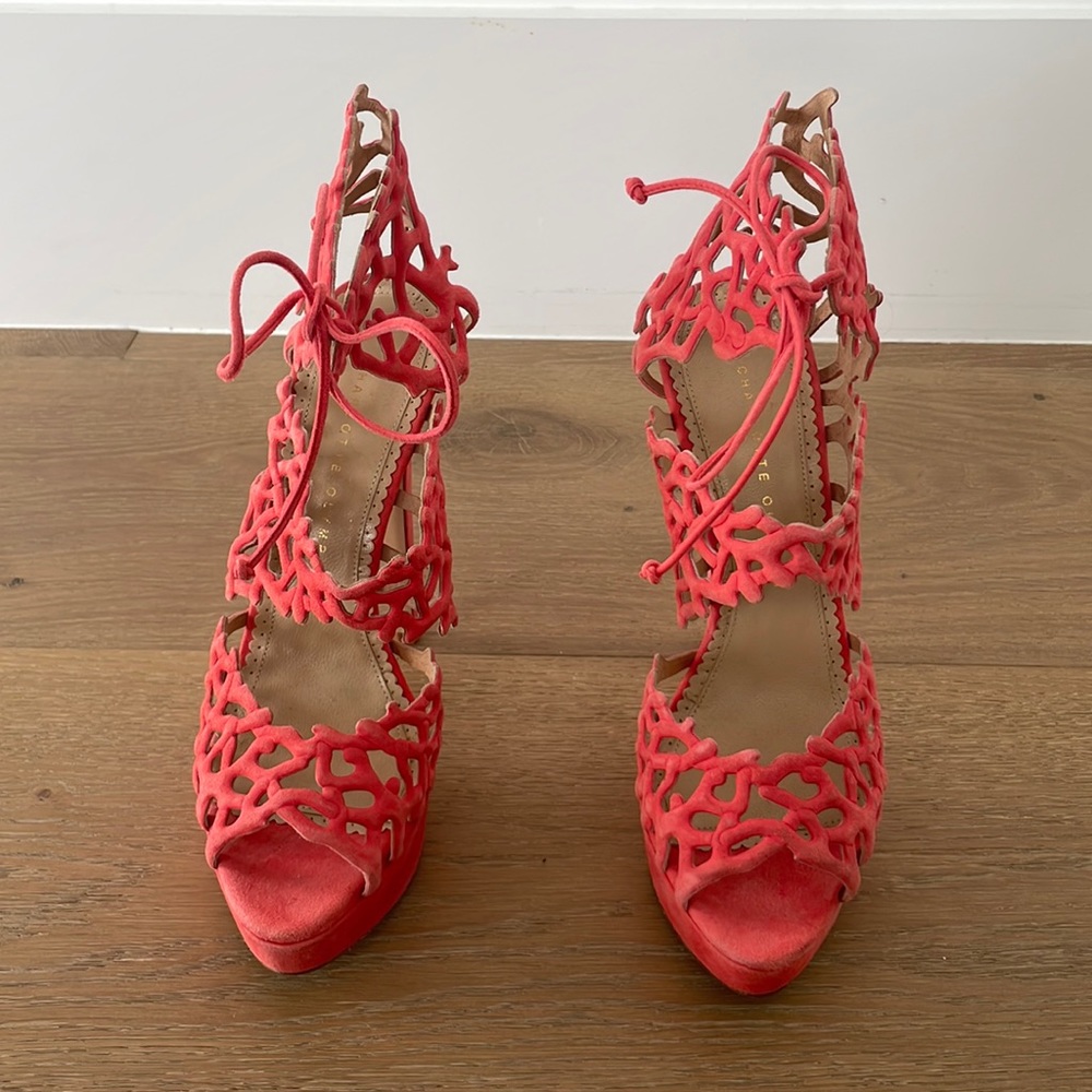 Charlotte Olympia Red Lace-Up Heels